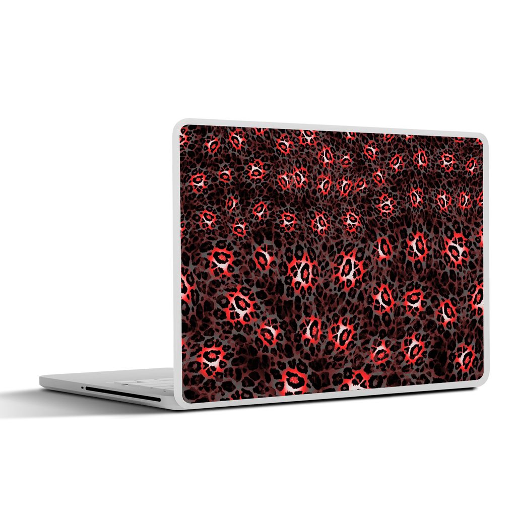 MuchoWow Laptop Aufkleber Sticker Cover Leopard - Design - Rot 36.5x27.5 cm - Laptop-Sticker