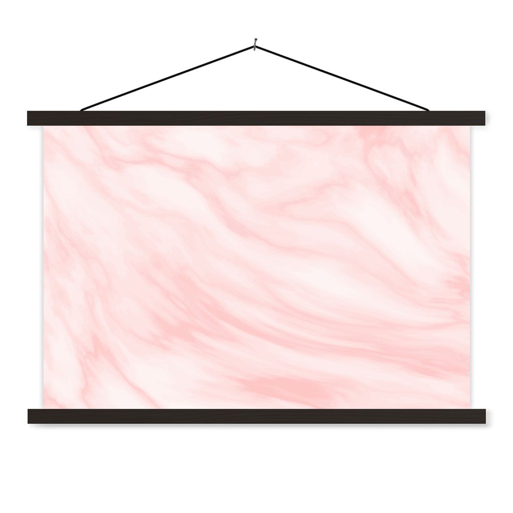 MuchoWow Textilposter Marmor - Rosa - Weiß - Luxus - Marmoroptik 60x40 cm mit schwarzem Rahmen - Hölzernes