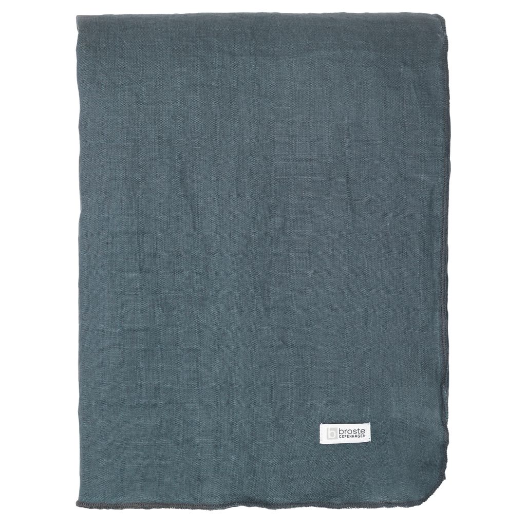 Broste Copenhagen Tischdecke GRACIE Eco Friendly Linen petrol blue