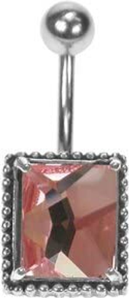 Bauchnabel Silber 925 Piercing Mit Kristall Elements Klassisch- Rosa