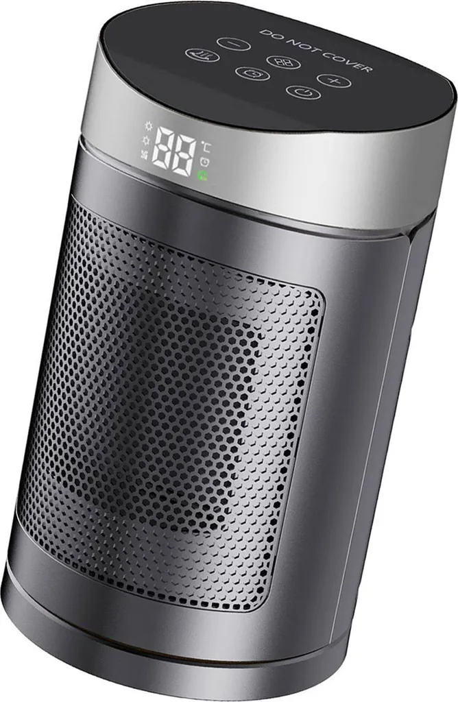 Radiateur soufflant céramique 1500W argent avec télécommande et minuterie