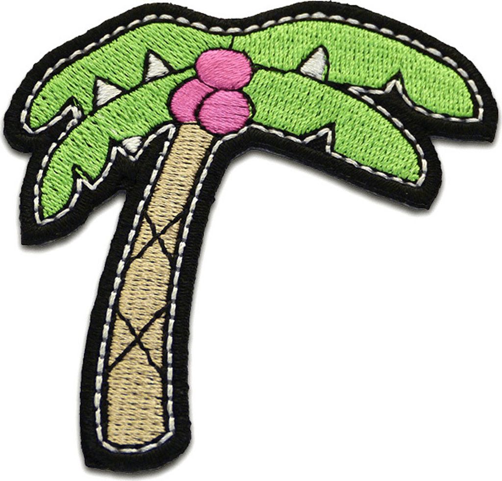 Palme Pflanze Mit Frucht - Aufnäher, Bügelbild, Aufbügler, Applikationen, Patches, Flicken, Zum Aufbügeln, Größe: 6,9 x 6,3 cm