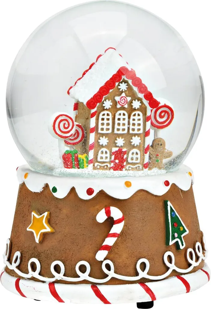 Boule à neige maison pain d'épices avec boîte à musique - Déco 10x15 cm