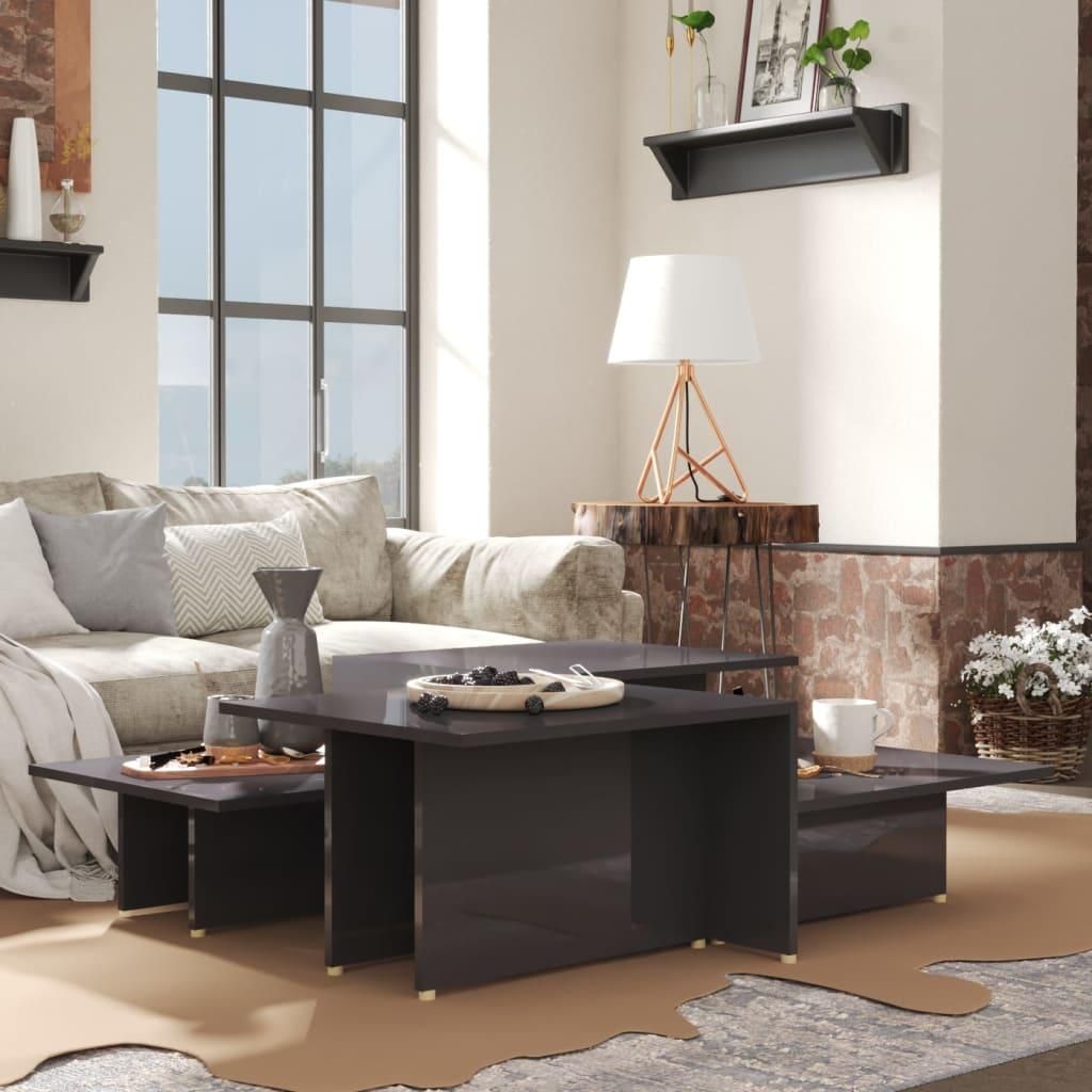 Maison Exclusive - Couchtische 2 Stk. Hochglanz-Grau 111,5x50x33 cm Holzwerkstoff