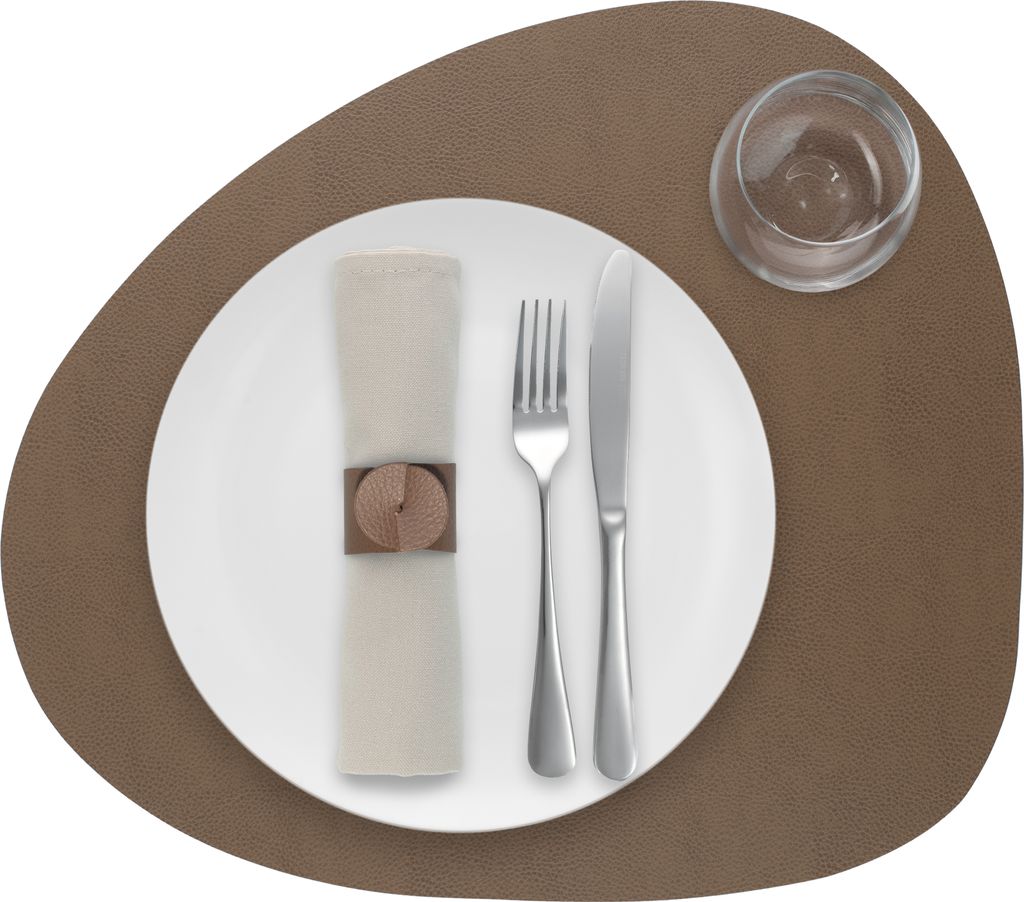 Tischset Skinnatur "Tobacco" - Platzdeckchen - Platzsets - Oval - Recyceltes Leder - Braun - 46x40cm - 1 Stück