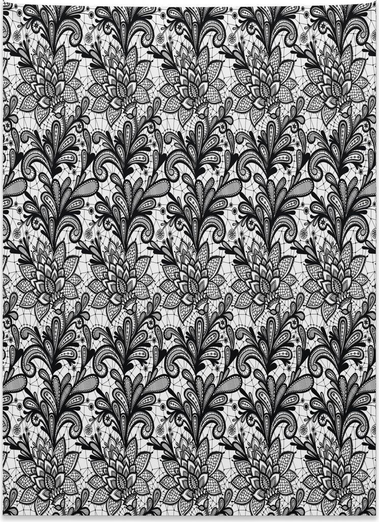Abakuhaus Schwarz und weiß Wandteppich, Viktorianische Spitze aus Weiches Mikrofaser Stoff Kein Verblassen Klare Farben Waschbar, 110 x 150 cm, We...