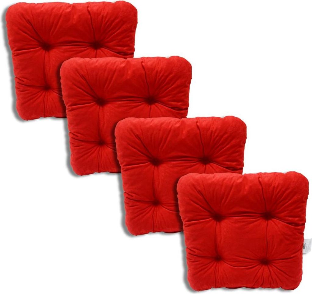4er-Set Gepolsterte Stuhlkissen Rot 38x38x8 cm - 3100 elegantes Kissen-Set