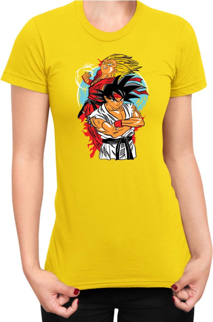 Damen T-Shirt Dragon Anime Manga Ball Z Goku 39, Lady M / Gelb