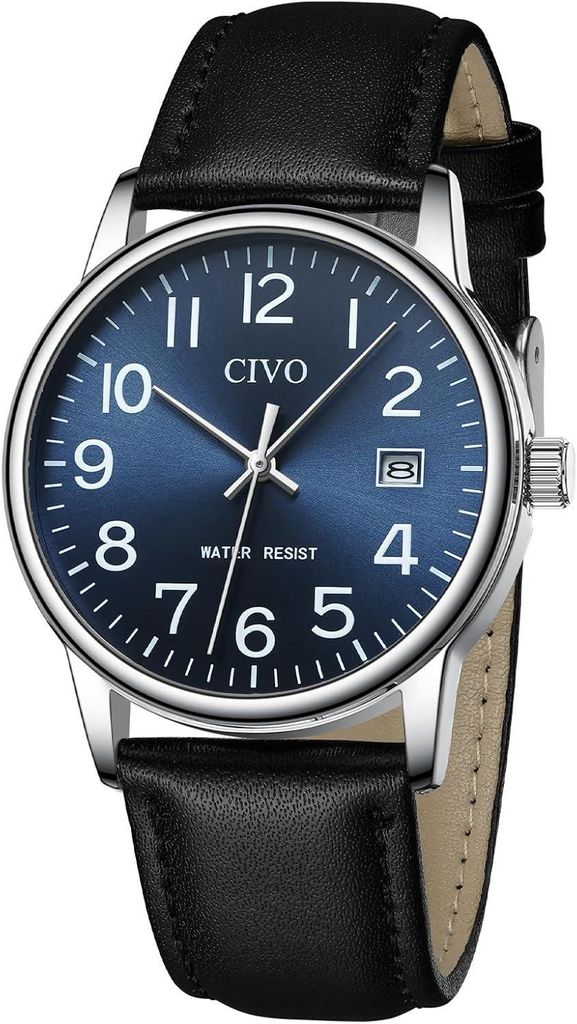 Watch Klassisch Analog Armbanduhr Herre Wasserdicht Herrenuhr aus Edelstahl mit Datum Groß Zahlen Herren Uhren Geschenke für Männer