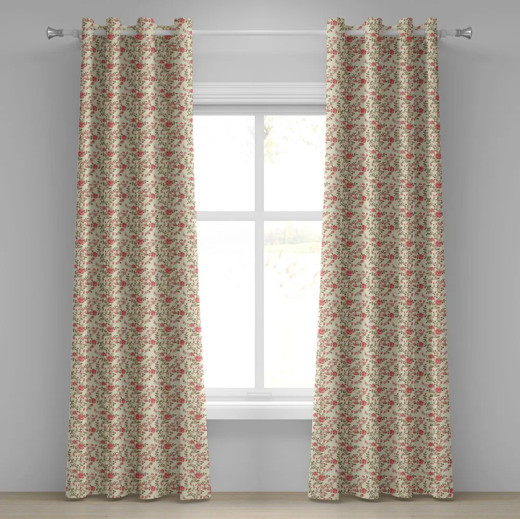 Rideau à œillets Rose ABAKUHAUS motif rustique vintage - 280 x 245 cm