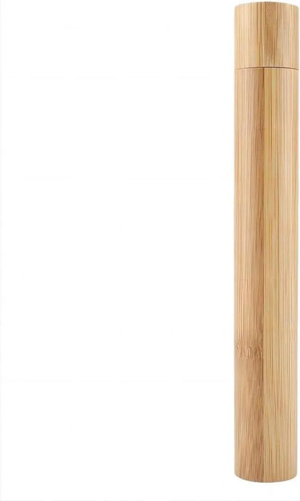 Étui pour brosse à dents de voyage avec support en bambou marron