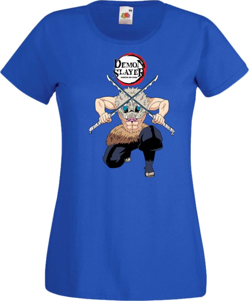 Damen T-Shirt Demon Anime Slayer Inosuke Var-020 Inosuke Boar, Lady S / Blau