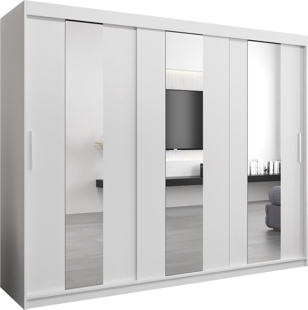 Kleiderschrank, Schiebetürenschrank Schlafzimmer, Schrank mit Spiegel POLE 250 cm