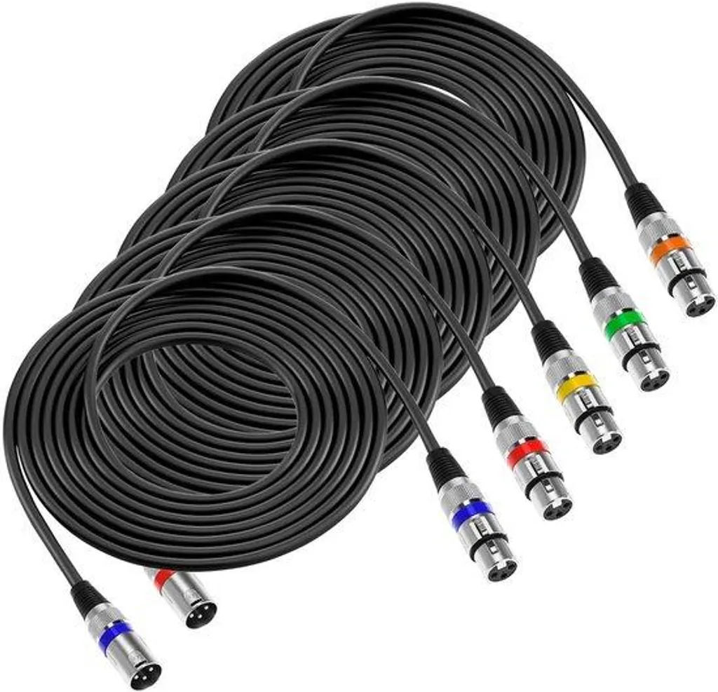 Câble audio XLR 5m lot de 5 pour sonorisation et studio d'enregistrement