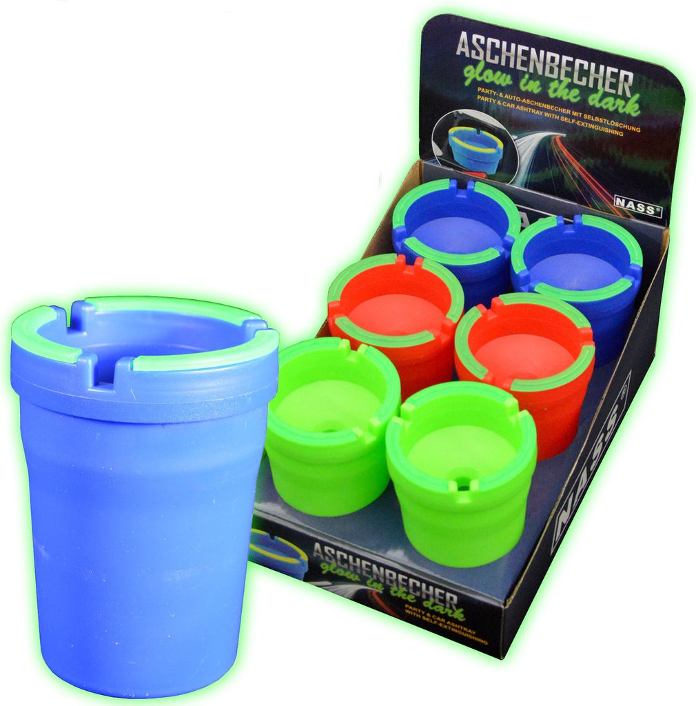 6 x Aschenbecher Sturmaschenbecher Windaschenbecher Autoaschenbecher Glow
