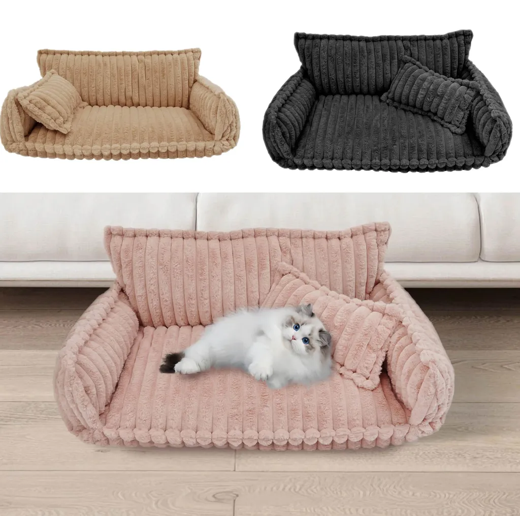 Lit pour chat format canapé XXL noir - Divan douillet déhoussable 100cm - 2