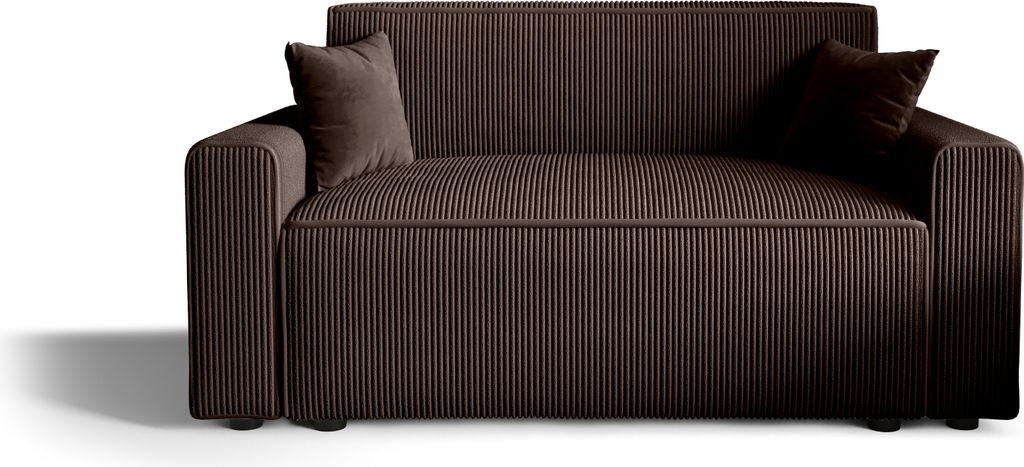 Sofa Alvito BIS, Farbe: Schokoladenbraun. Material: Kord. A: H: 85 cm, L: 94 cm, B: 176 cm, Sofa mit Bettkasten, Sofa klein.