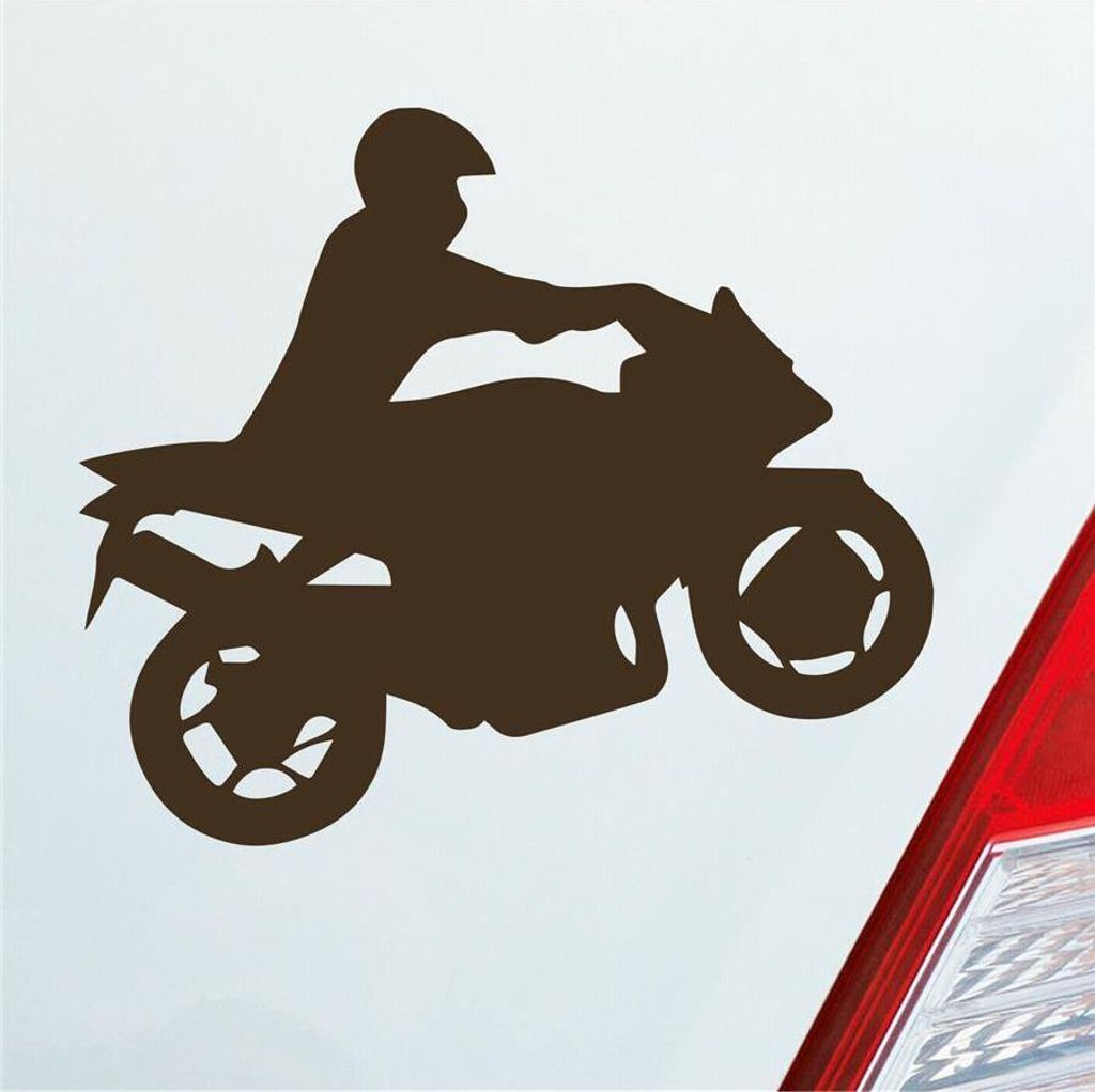 Auto Aufkleber Mopped Bike Moped Motorrad 10x8,5 cm Braun Sticker Heckscheibenaufkleber