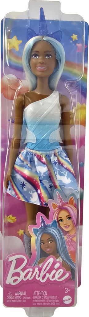 Mattel HRR14 Licorne Barbie brune avec robe arc-en-ciel Image du produit 