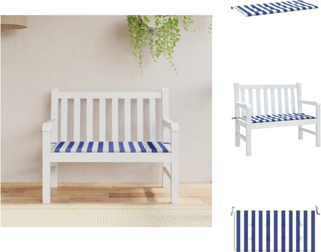 vidaXL Gartenbank-Auflage Blau&Weiß Gestreift 120x50x3 Produktbild 