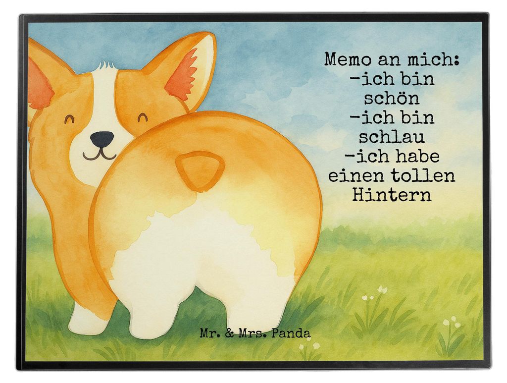 Mr. & Mrs. Panda tischpad Corgi Po Design - Weiß - Geschenk, Hund, schreibtischunterlage, arbeitsmatte, Corgie, Positiv, malunterlagen, Schreibunt...