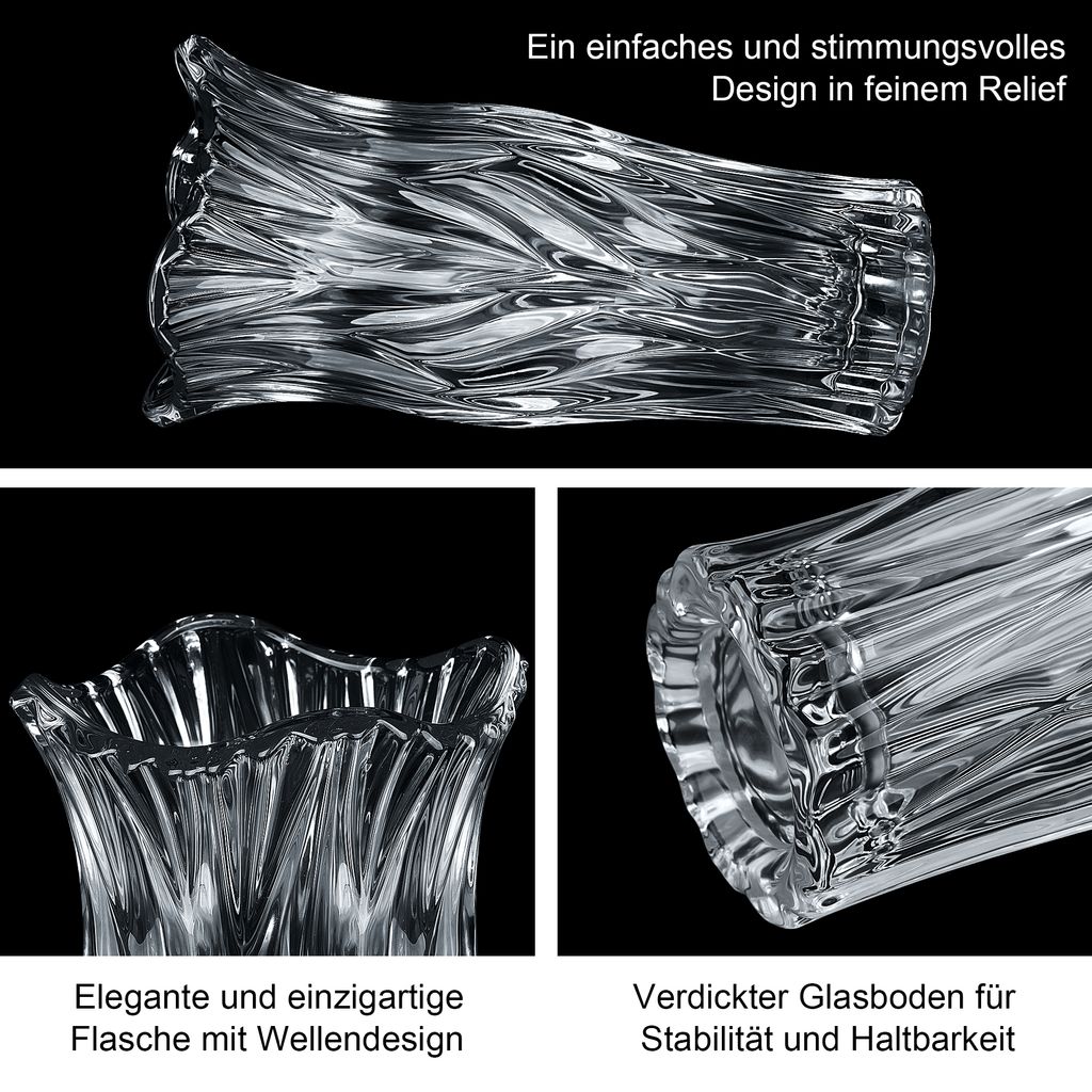 Klare Glasvase, Kristall, dekorative Blumenvase, floraler Produktbild 5