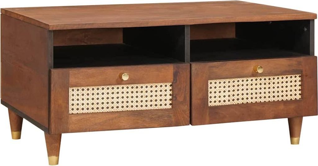 Couchtisch mit Schubladen 80 x 54 x 40 cm Massivholz Mango