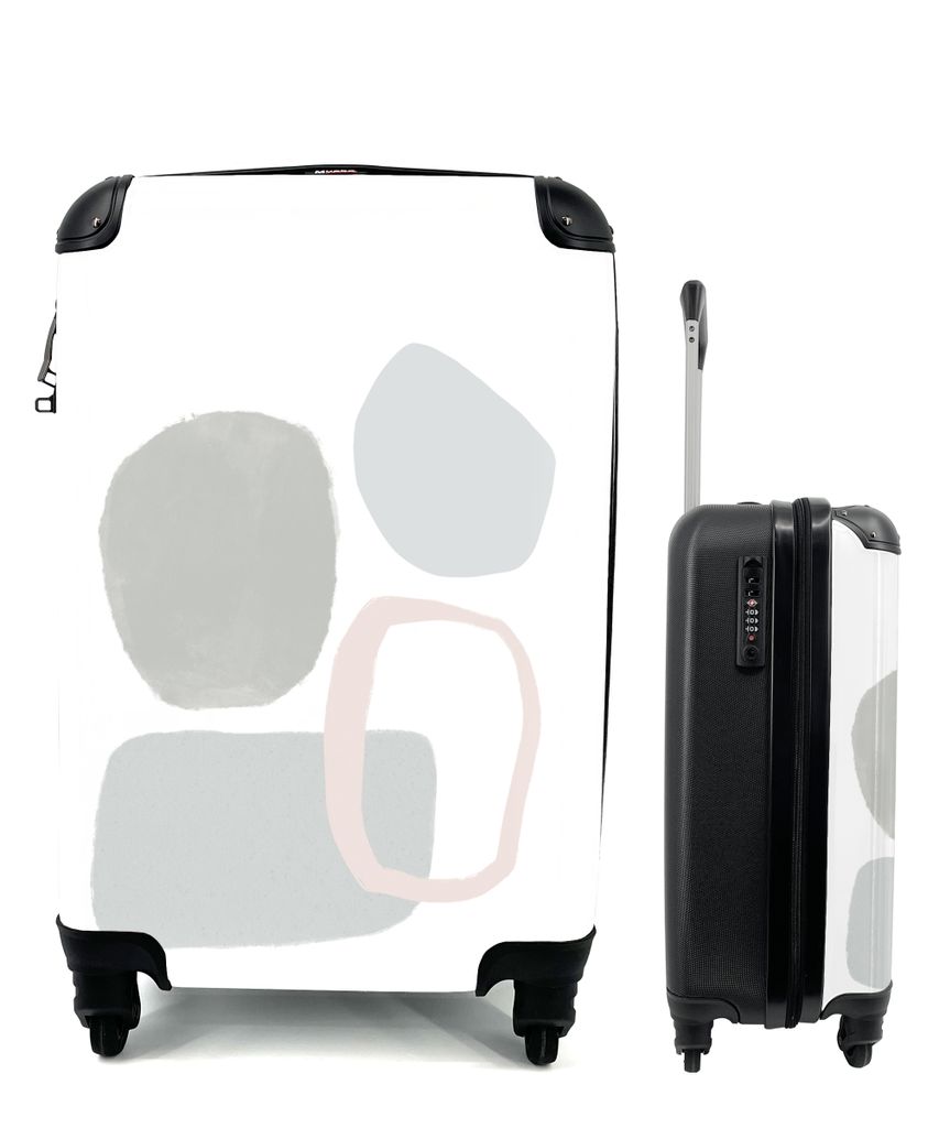 MuchoWow Koffer Handgepäck Trolley Rollkoffer Kleine Reisekoffer mit 4 Rollen - Linienkunst - Abstrakt - Pastell - Cabin Size < 55x40x23 cm & 55...