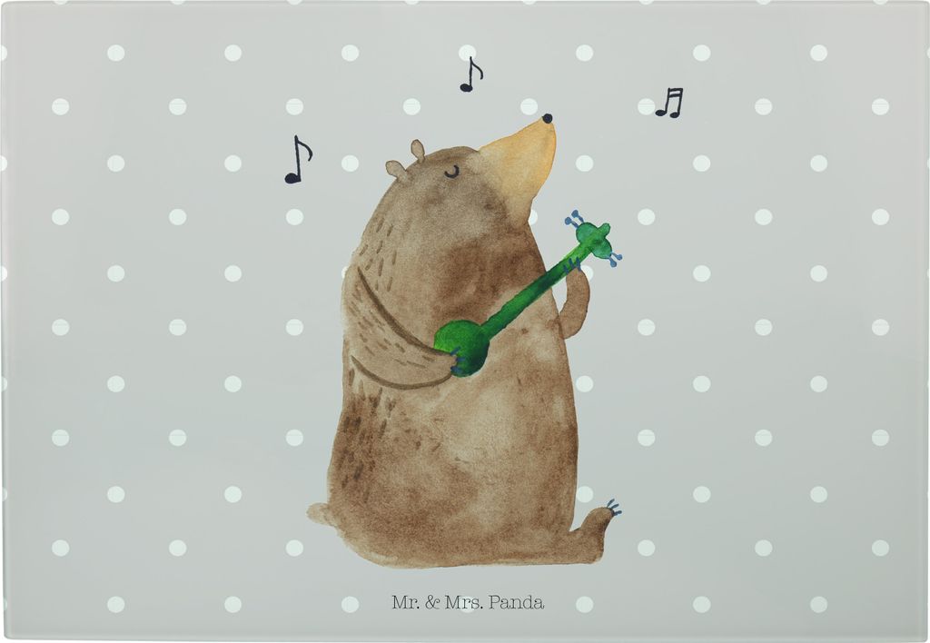 Mr. & Mrs. Panda Servierplatte Bär Lied - Grau Pastell - Geschenk, Frau, Herz, Schneidplatte, Vesperplatte, Valentinstag, Schneidebrett, Teddy, Li...