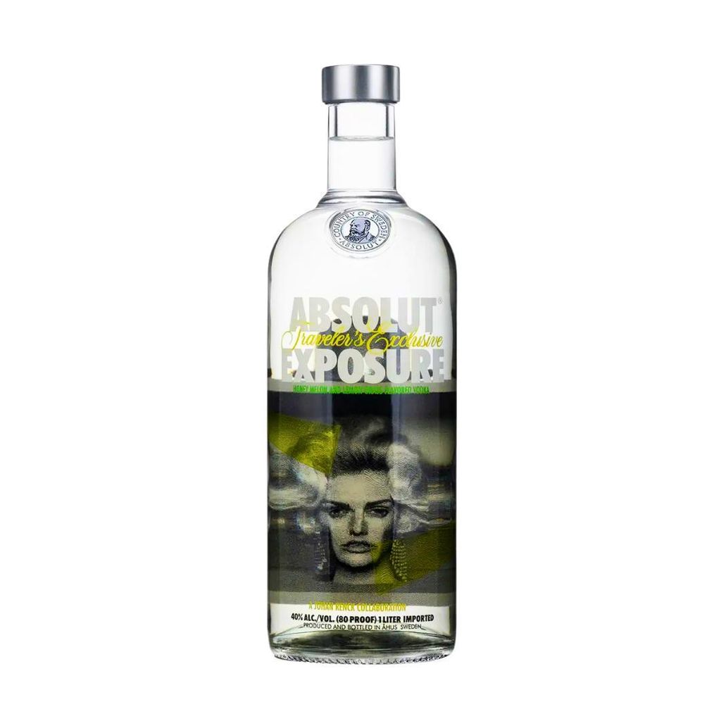 Absolut Vodka 1L Exposure 2 - Limited Edition 2013 – Künstlerischer Wodka mit Honigmelone & Zitronengras, Sammlerflasche mit Lydia Hearst Design