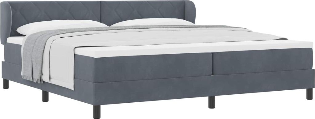 (Robust Möbel)Boxspringbett Modernes/Doppelbett - Polsterbett Erwachsene/r /Kind - mit Matratze Dunkelgrau 200x200cm Samt - Klassische Betten ...