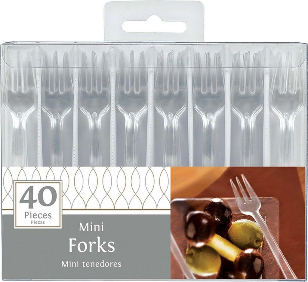 Amscan - Gabeln, Kunststoff 40er-Pack Mini SG38135 (Einheitsgröße) (Transparent)