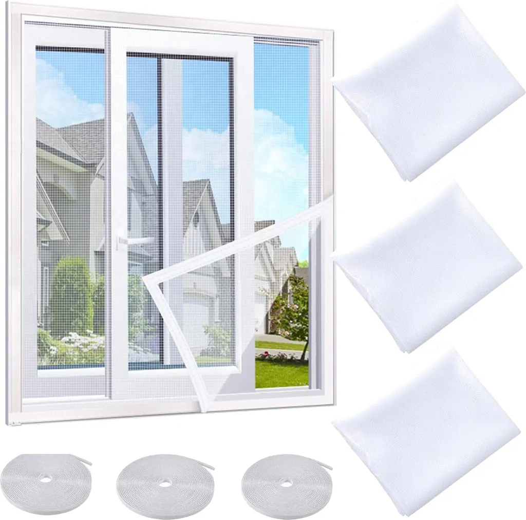 Moustiquaire de fenêtre lot de 3 stop insectes blanc 1,5 x 2 m facile