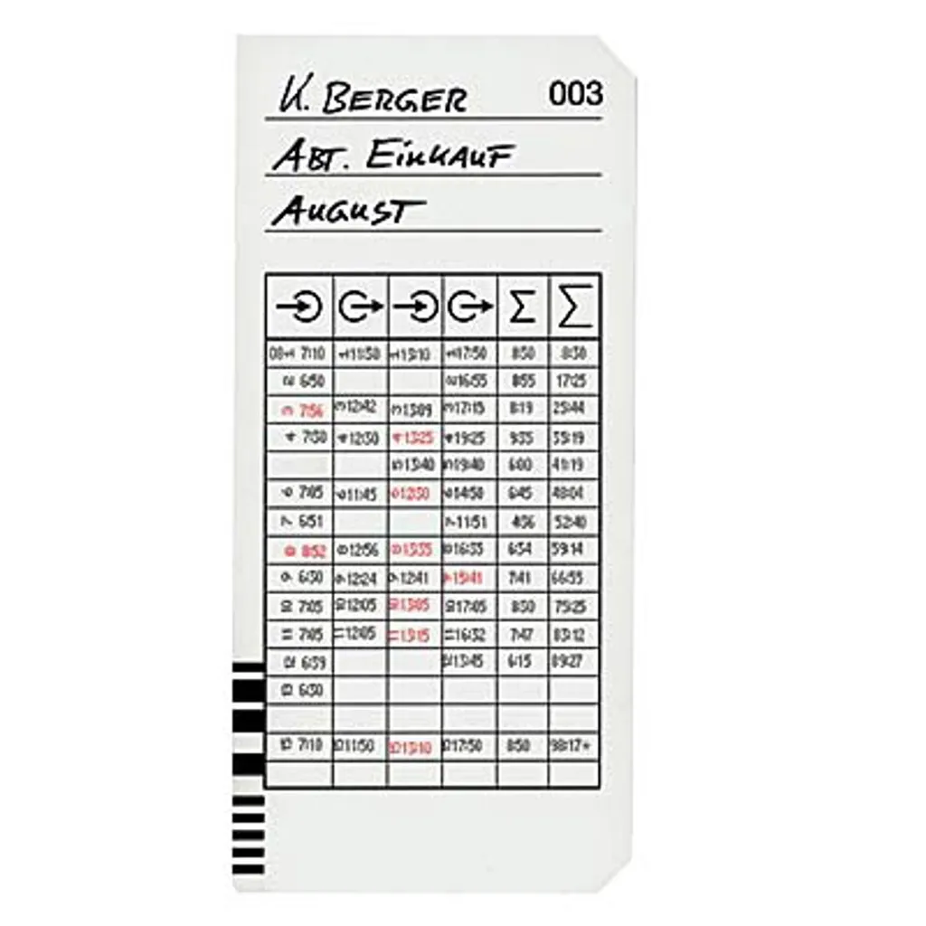 BÜRK MOBATIME B01820400400 Stempelkarte Typ 2-5 F.K975 Pointage