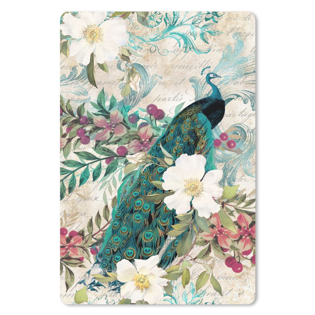 MuchoWow Mauspad Mousepad Kunst - Pfau - Blumen 40x60 cm - Mousepads - Maus Mat - Pad - Mausunterlage - Schreibtisch Accesoire