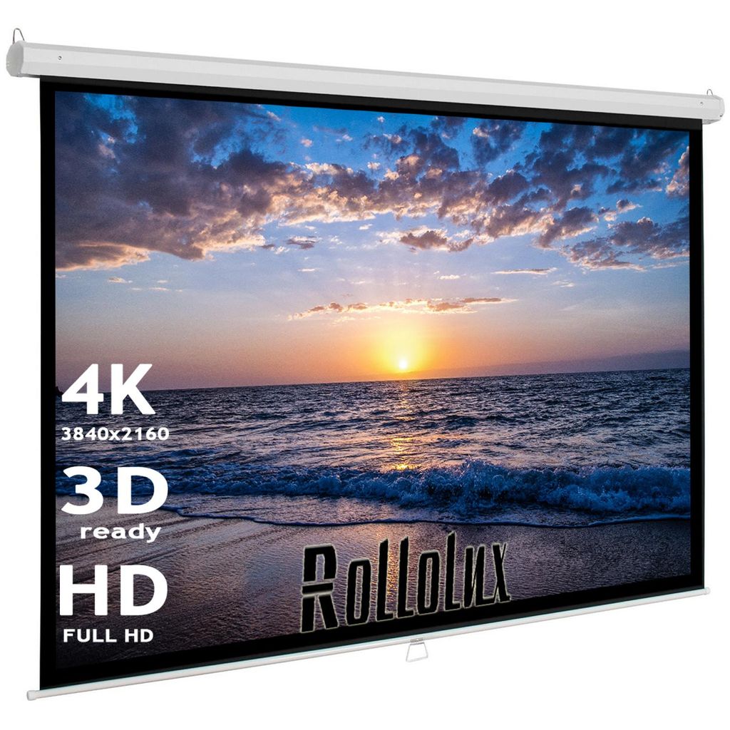 1:1 Rollolux Base Heimkino Beamer Rolloleinwand 180 x 180 (174x174)cm / Gehäuselänge 187 cm / FULL HD / 3D / HDTV / manuelle Leinwand