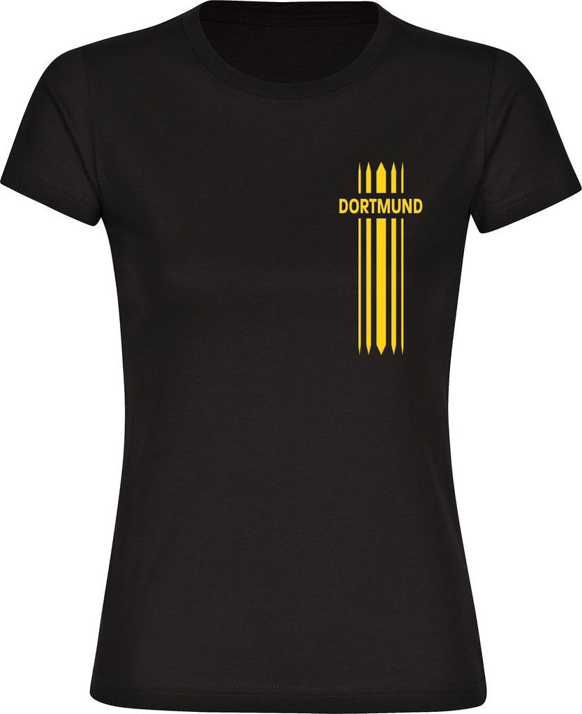 multifanshop Damen T-Shirt - Dortmund - Streifen, schwarz, Produktbild 