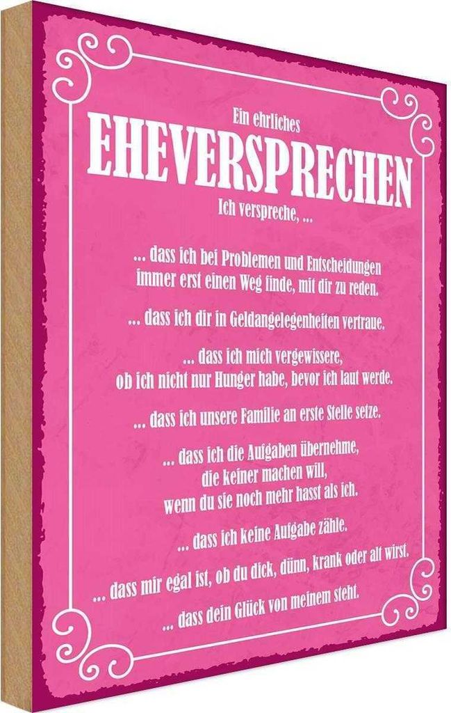 vianmo Holzschild 18x12 cm ein ehrliches Eheversprechen Dekoration