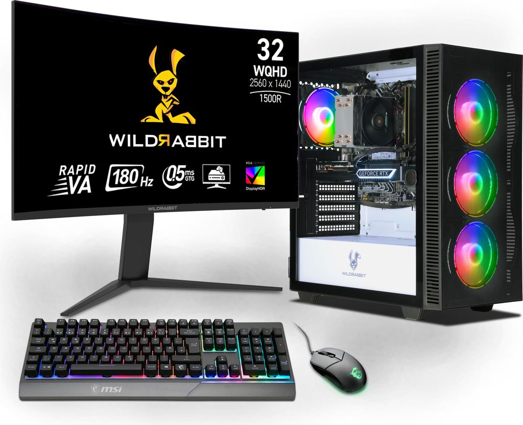 Ankermann Aero Gaming Bundle, Intel Core i7-13700F, Nvidia GeForce RTX 5070 12GB, 32GB DDR5 RAM, 1TB NVMe SSD, Windows 11, WLAN & Bluetooth, Wildra...