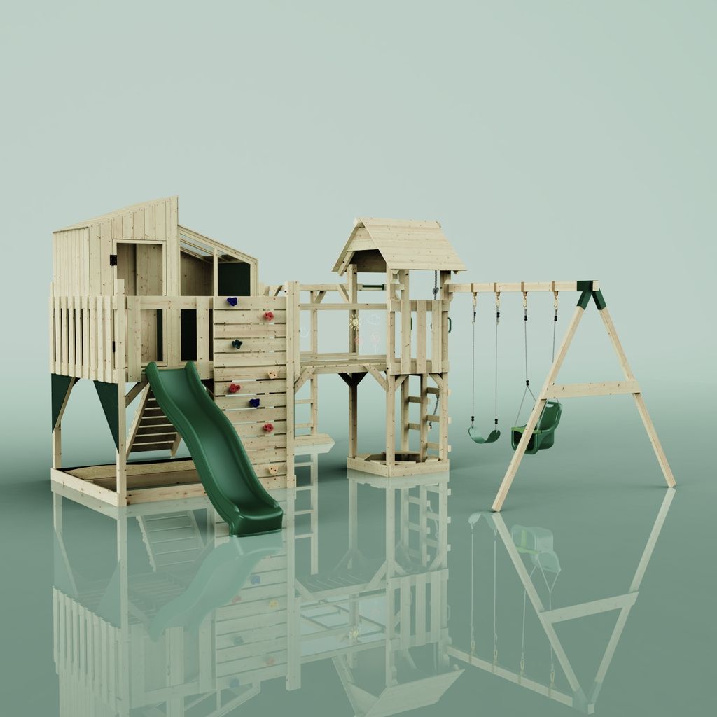 OutdoorToys Spielturm Emma aus Holz in Grün Babyschaukel