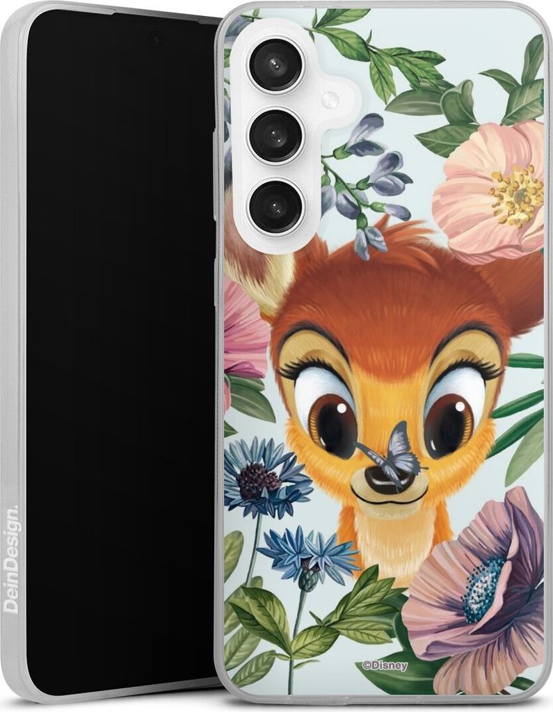 DeinDesign Slim Hülle für Samsung Galaxy S24 FE 5G Silikon Case Ultra Dünn Handyhülle Bambi Blumen Disney