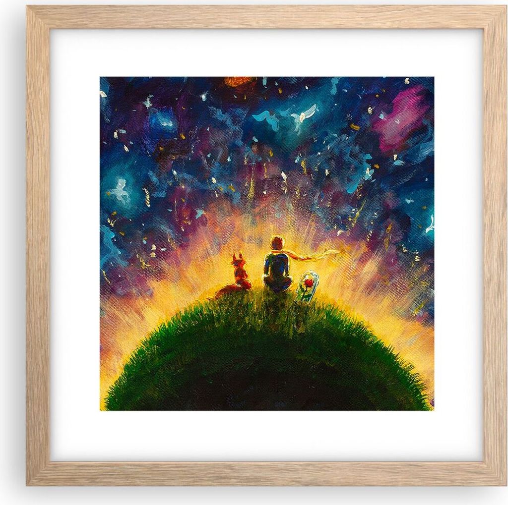 Gerahmtes Poster - Rahmen in heller Eiche - Mann Natur - 30x30 cm - Wand Bild - Wanddeko - Wandbilder - Kunstposter - Wandposter - Bilderrahmen - B...