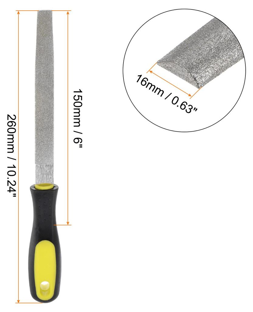 Diamant Beschichtet Feile 6 Zoll 80 Grits Halb Rund Feilen Werkzeuge mit Plastik Griff fš¹r Metall Glas Holz Steine Schleifen Polieren Gravieren