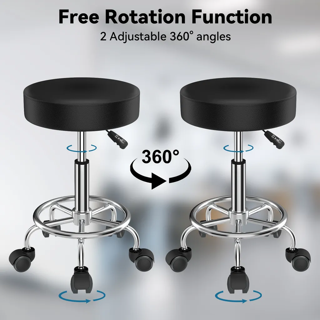 Tabouret à roulettes pivotant réglable noir pour éviter le mal de dos - 7