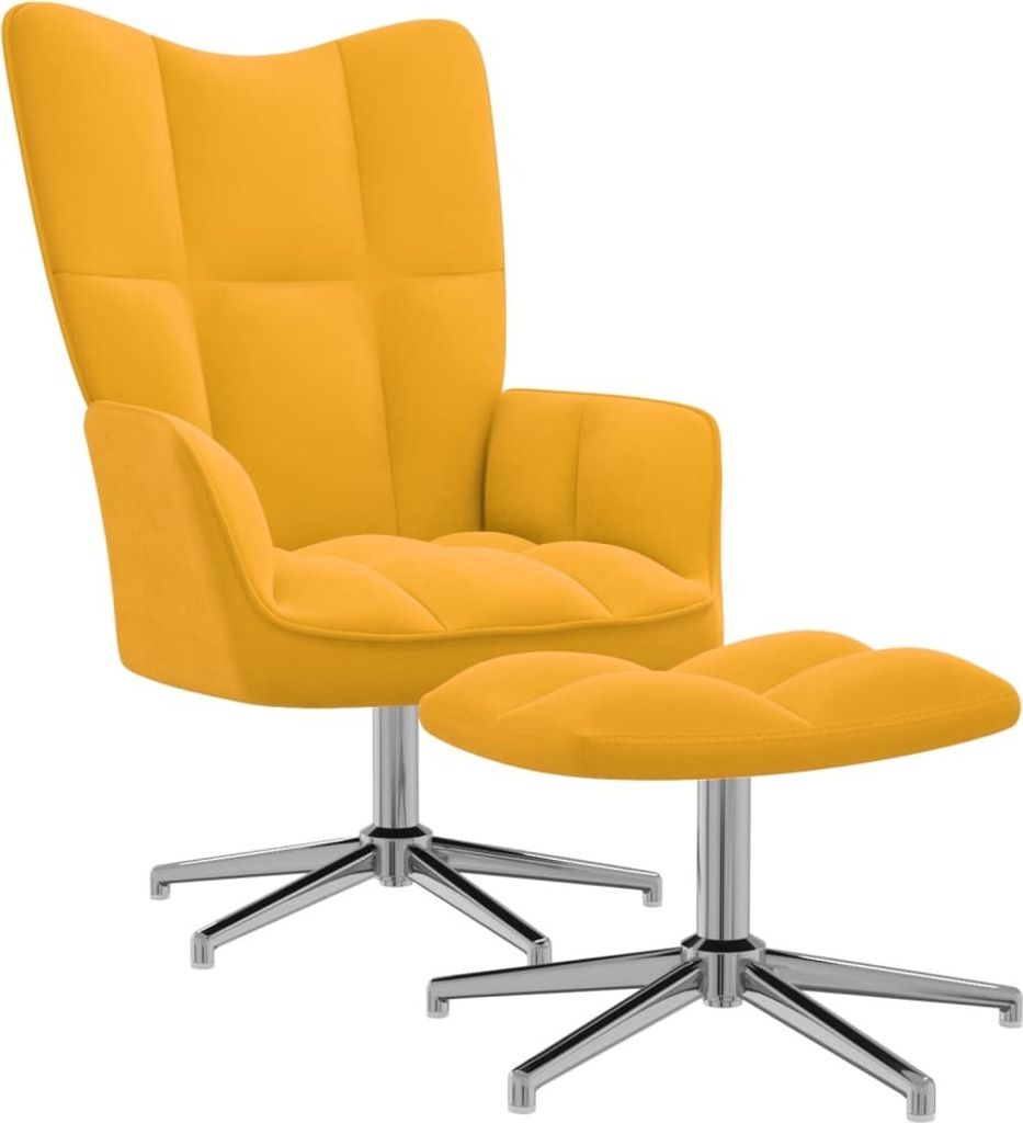 Relaxsessel mit Hocker Senfgelb Samt