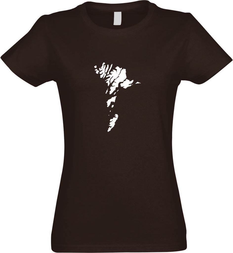 Kiwistar - T-Shirt tailliert - Damen - Chocolate - Färöer Inseln Umriss Kontur - mit Motiv Bedruckt - Funshirt Design - Sport - Freizeit - Damen - M