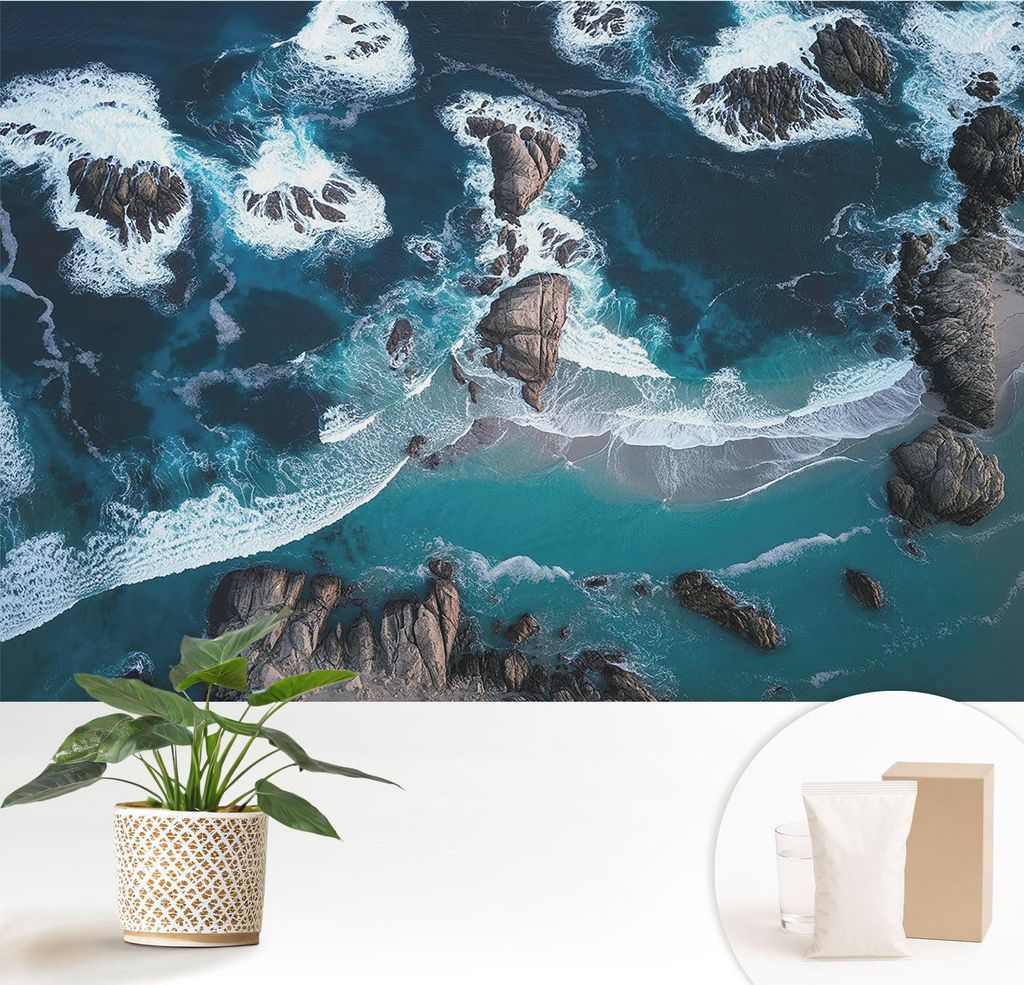 Fototapete - 152x104 cm - Tapete - Wandtapete - Wandbilder - Dekofolie - Tapete Folie - Wand - Dekoration - Wohnzimmer - Meereswellen