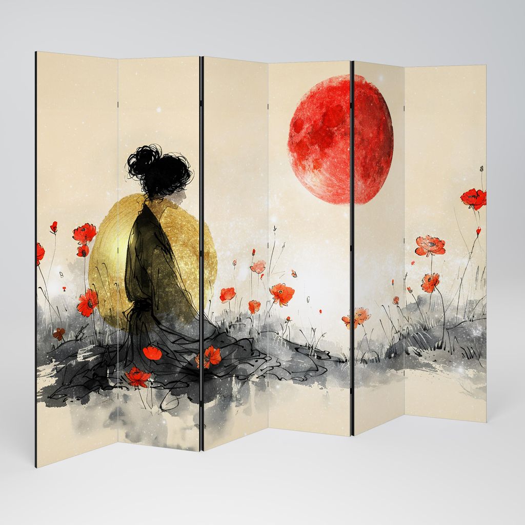 SpaceRebels Paravent Raumteiler - 6-teilig Raumtrenner, Druck 2-Seite - Raumtrenner - Trennwand Wohnung - Room Divider - Spanische Wand Deko Modern...