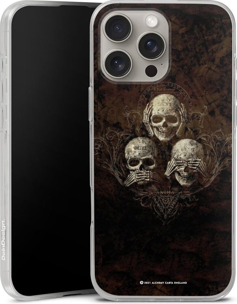 DeinDesign Handyhülle für Apple iPhone 16 Pro Max Silikon Hülle Case Smartphone Schutzhülle Art Gothic Totenköpfe
