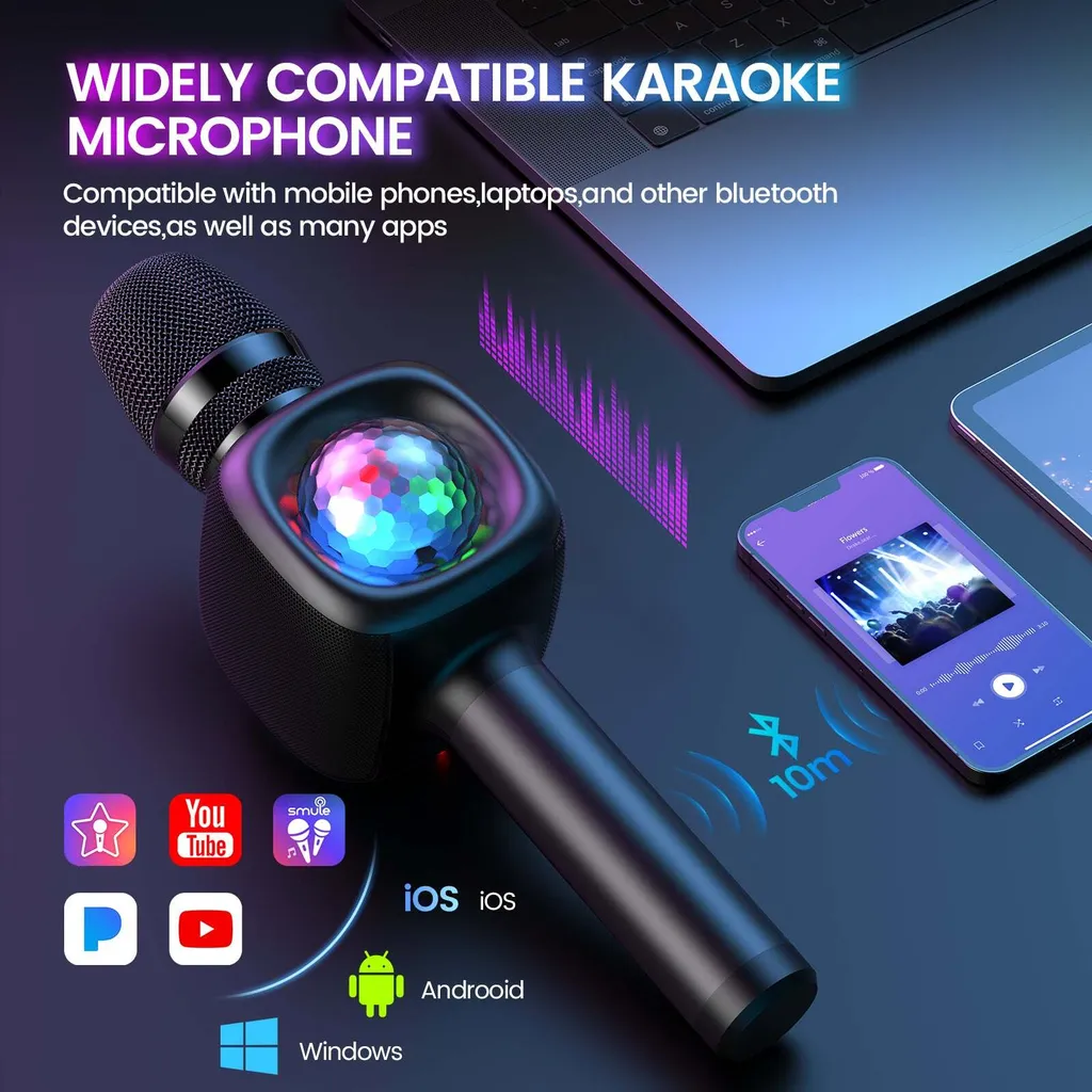 Microphone sans fil pour karaoké OneOdio rose, idéal fêtes et loisirs - 5